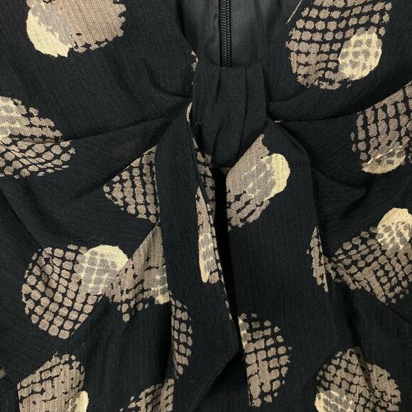 PADDY CAMPBELL Dress UK 14/US 10 Virgin Wool Geo Print Bow Ruched Lined - Picture 6 of 11